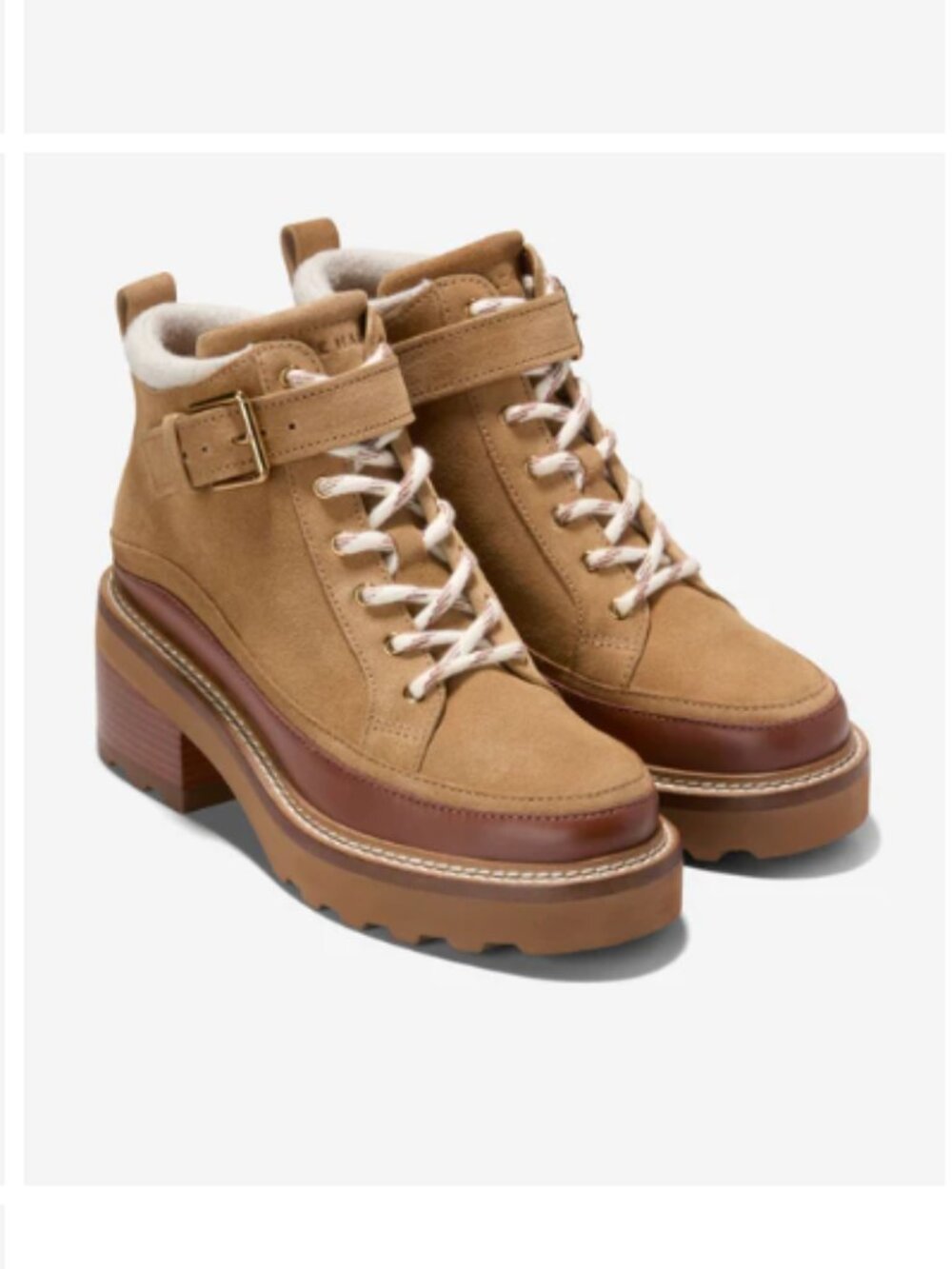 Cole Haan Shibley Waterproof Lace Up Booties in Golden Honey Suede (NWT) - Picture 15 of 15